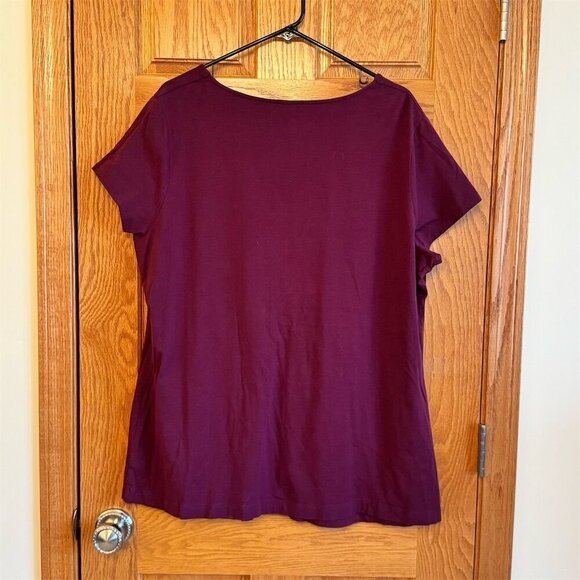 Mossimo Women's Plus Size 24W/26W Magenta Purple Short Sleeve V-Neck Tee - Picture 2 of 4